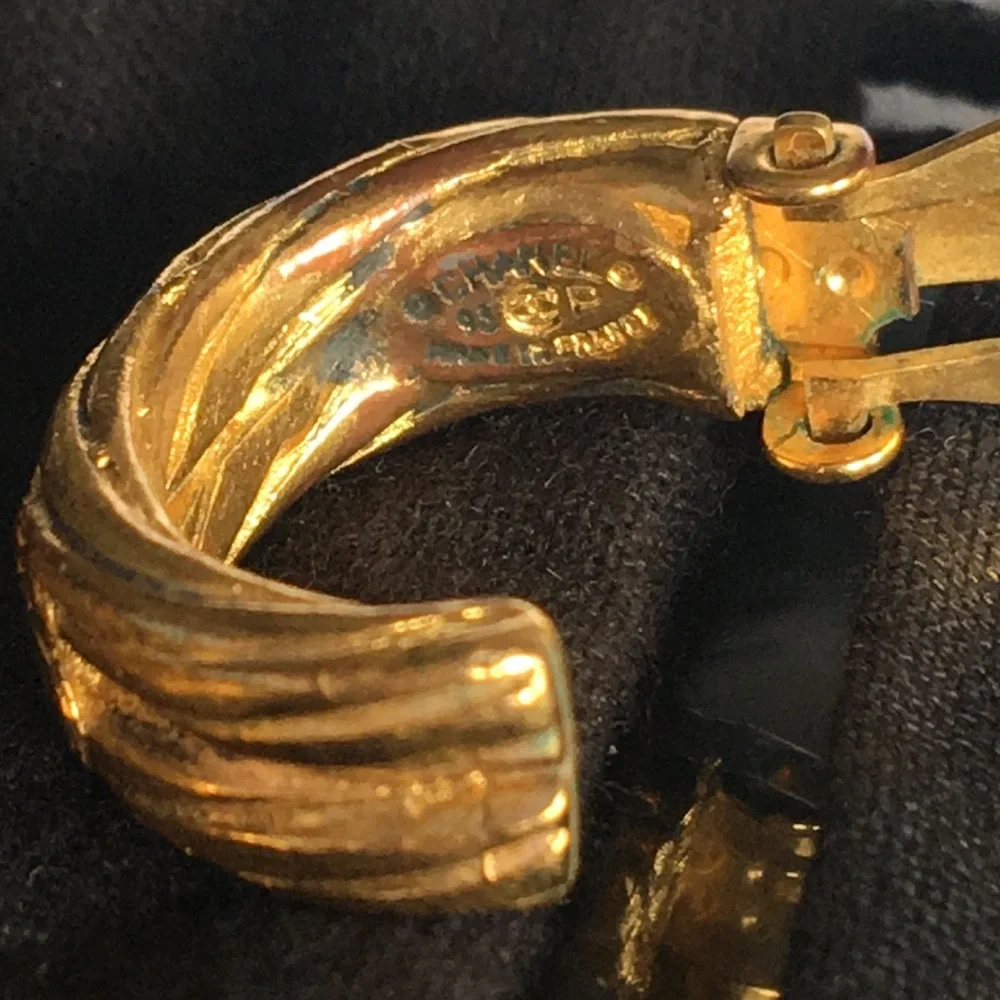 Chanel Gold-Tone Double C Drop Earrings